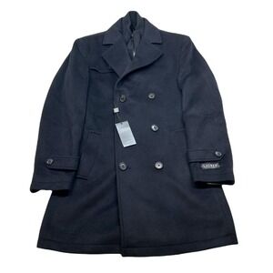 Lauren Ralph Lauren Double-Breasted Overcoat Mens 36R Small Blue w/Bib $495 NEW
